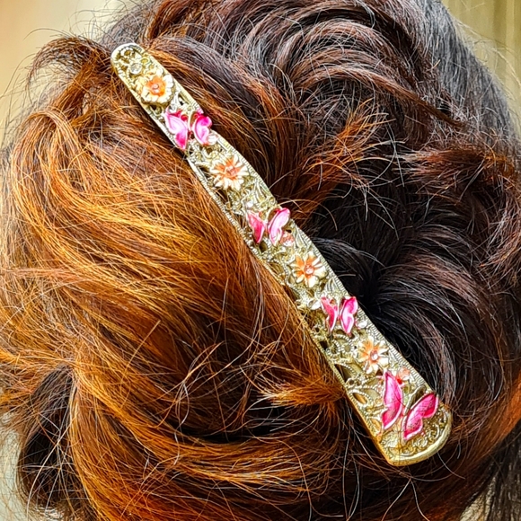 Vintage Silver & Pink Elegant Hair Clip Headwear - Picture 10 of 13